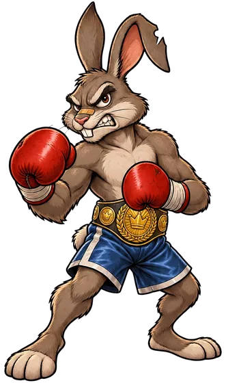 The rabbit wearing the title belt